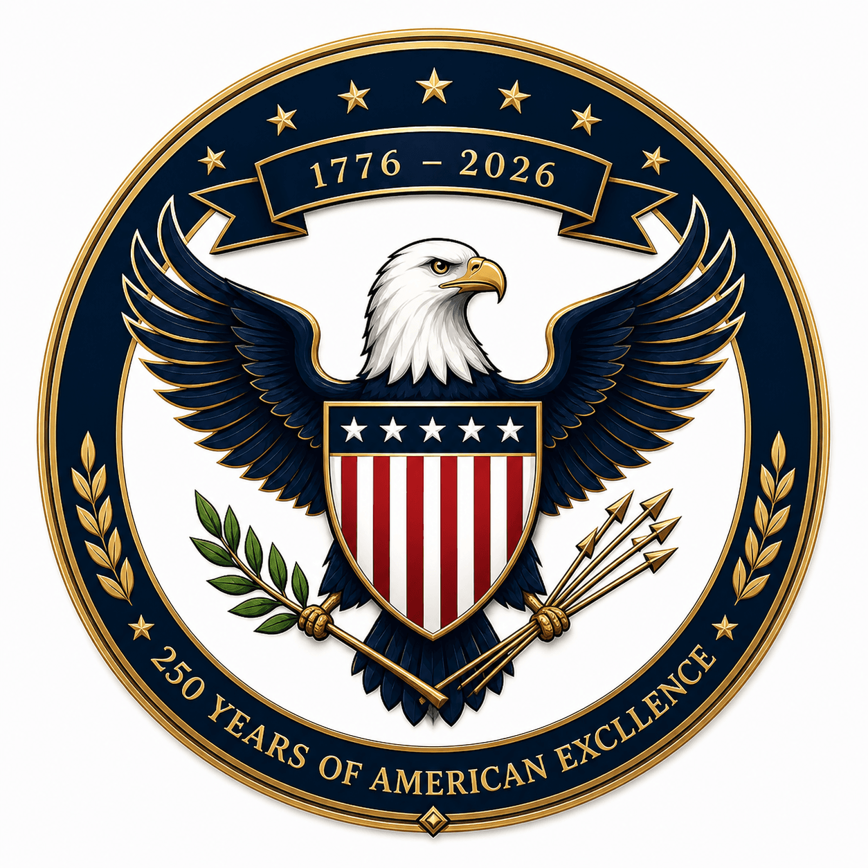 The Great Seal of the United States — bald eagle holding 13 arrows and an olive branch