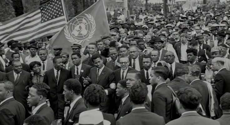 Historic American protest and civic engagement scene