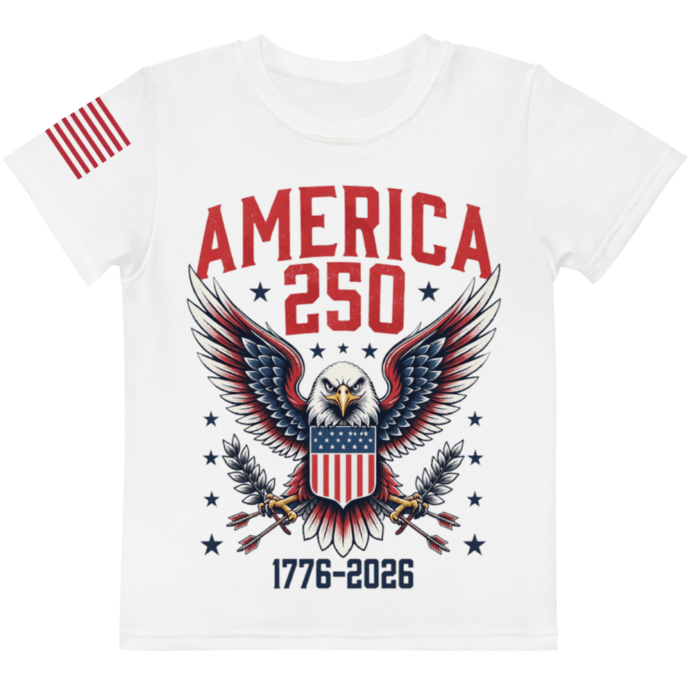 Freedom 50 v6, America 250, eagle-supreme, AOP Kids Cotton T-Shirt