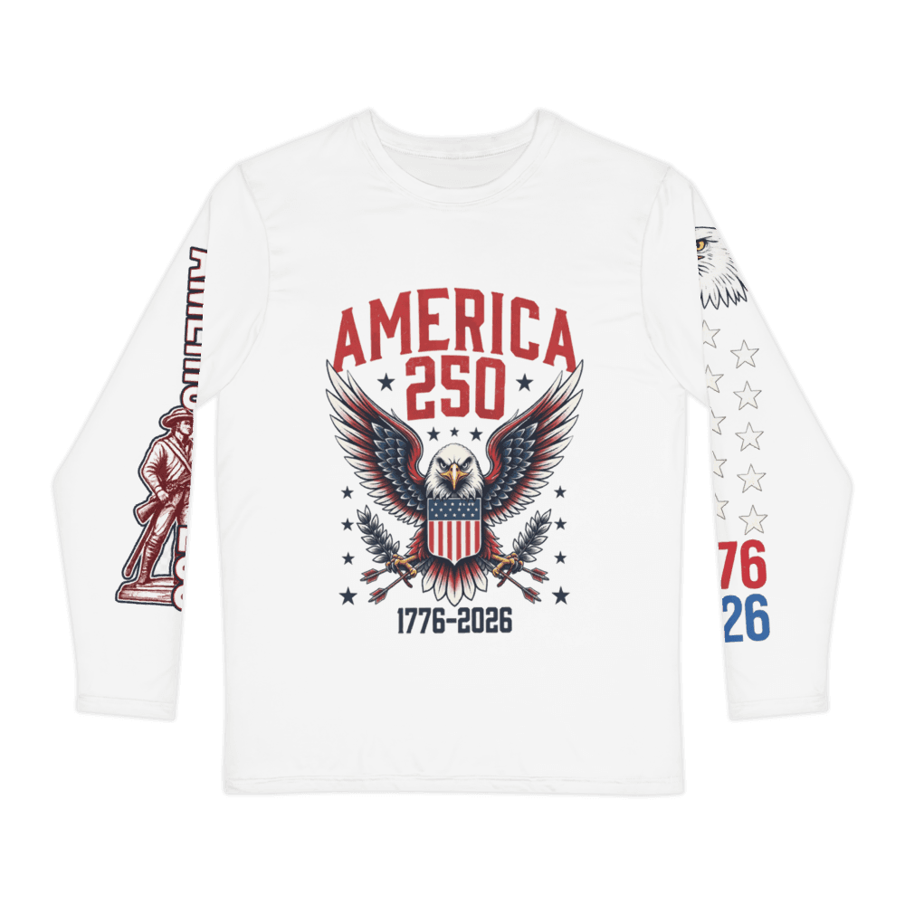 Freedom 50 v6, America 250, eagle-supreme, AOP Men's Long Sleeve Shirt