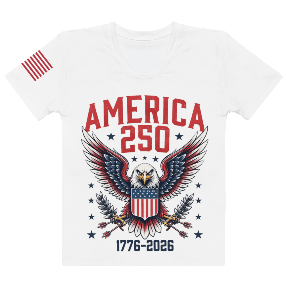Freedom 50 v6, America 250, eagle-supreme, AOP Women's Cotton T-Shirt