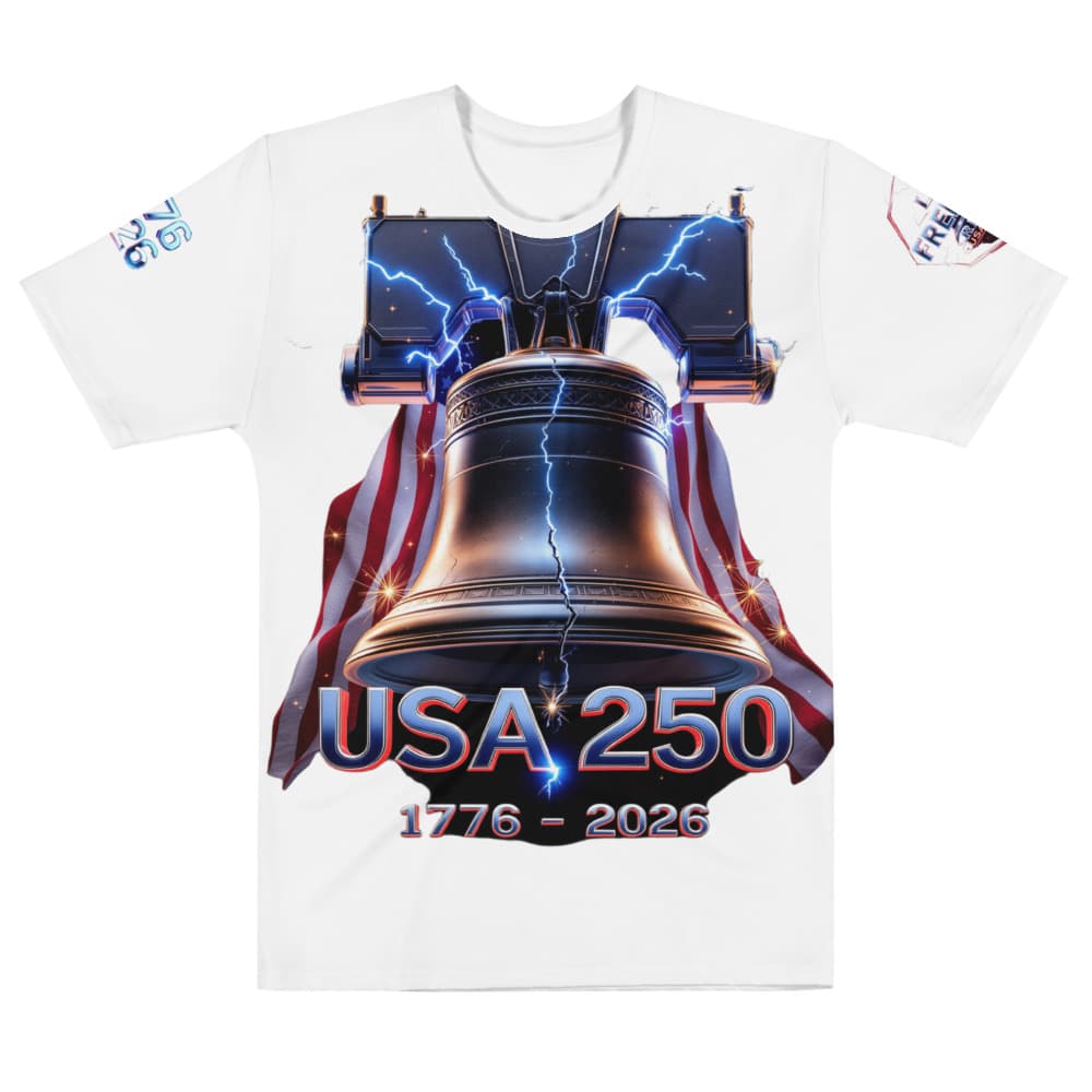 Freedom 50 Launch — Liberty Bell Strikes — All-Over Print Men's Cotton Crew Neck T-Shirt