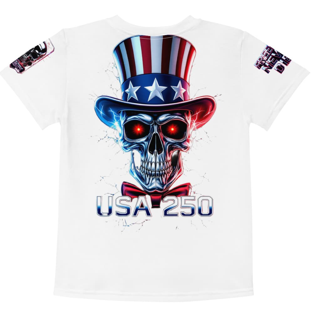 Freedom 50 Full Catalog — Uncle Sam Immortal — All-Over Print Kids Cotton Crew Neck T-Shirt alt view