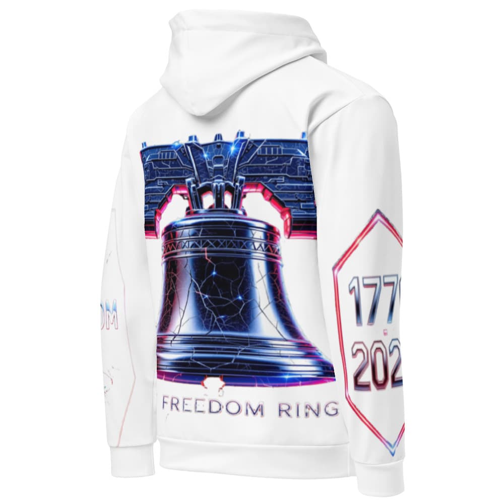 Freedom 50 Full Catalog — Liberty Bell Strikes — All-Over Print Unisex Cotton Hoodie alt view