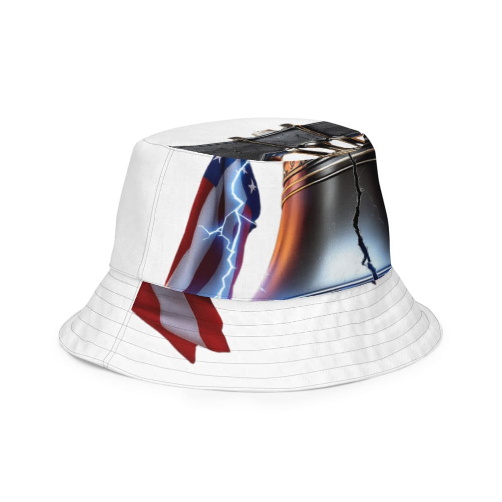 Freedom 50 Full Catalog — Liberty Bell Strikes — All-Over Print Reversible Bucket Hat alt view