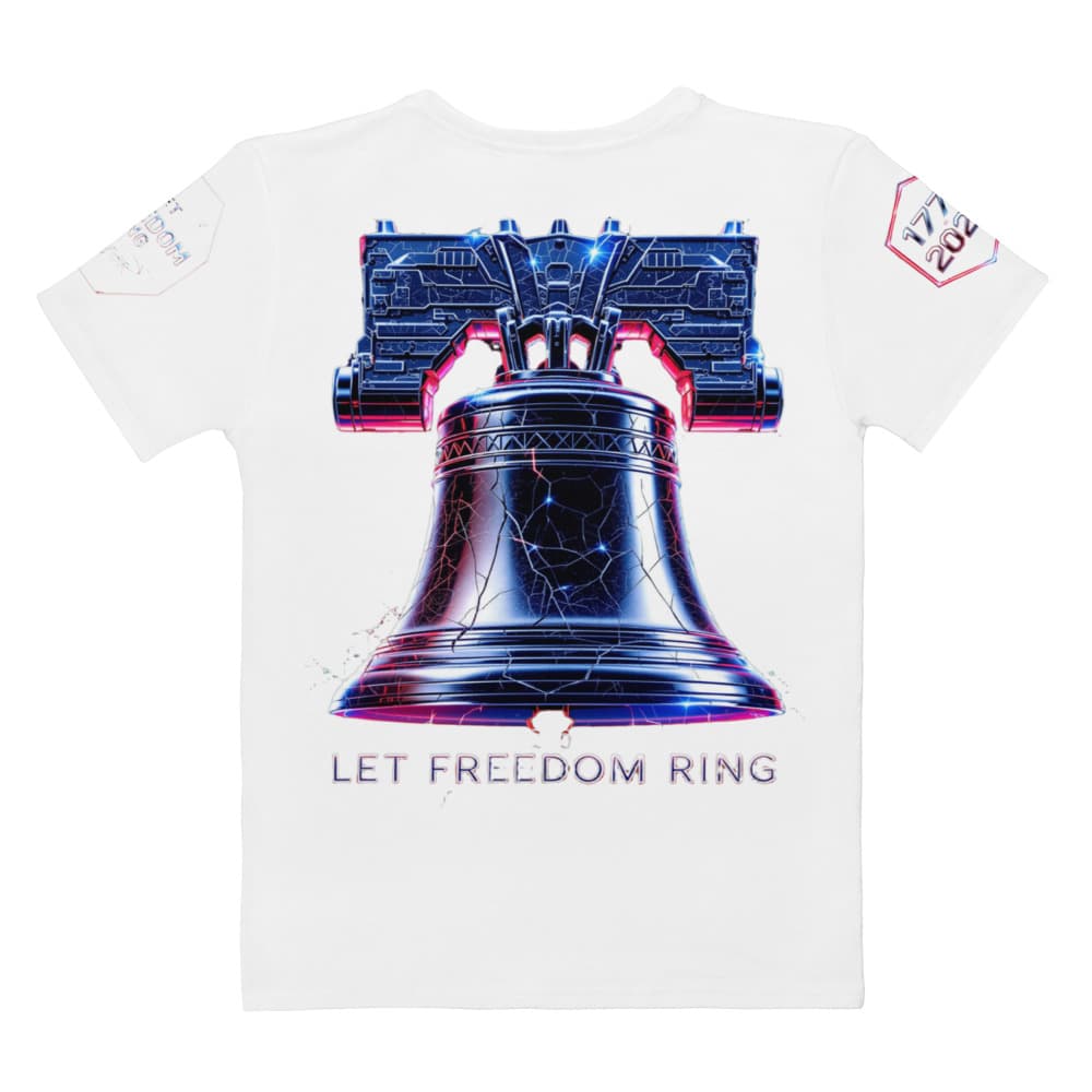 Freedom 50 Full Catalog — Liberty Bell Strikes — All-Over Print Women's Cotton Crew Neck T-Shirt alt view