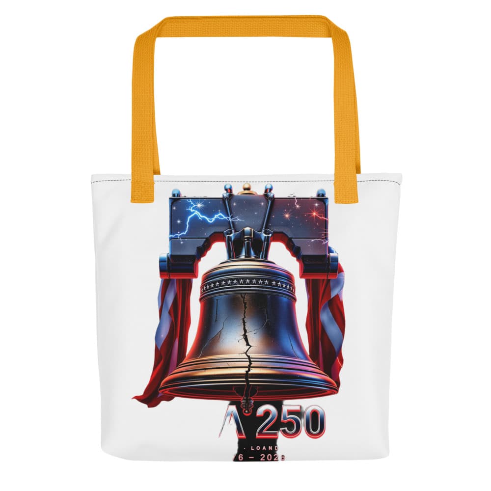 Freedom 50 Full Catalog — Liberty Bell Strikes — All-Over Print Tote Bag alt view