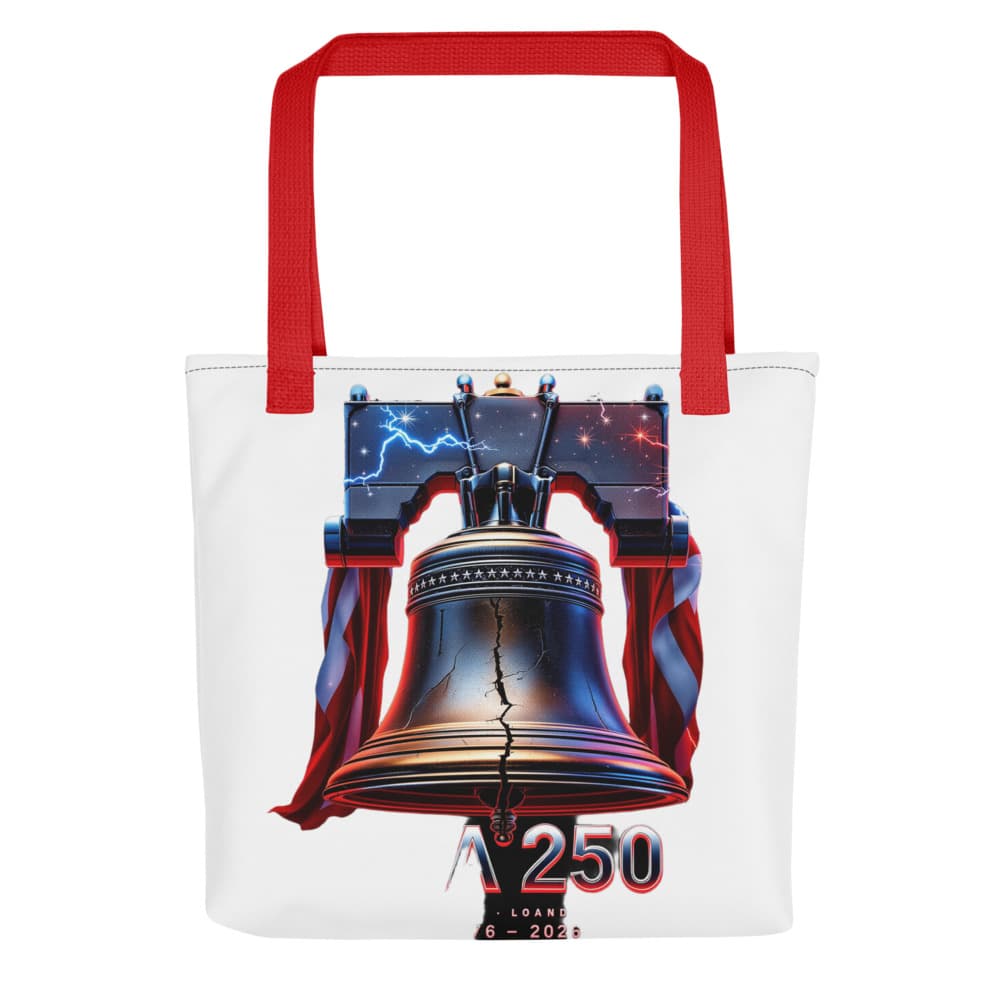 Freedom 50 Full Catalog — Liberty Bell Strikes — All-Over Print Tote Bag alt view