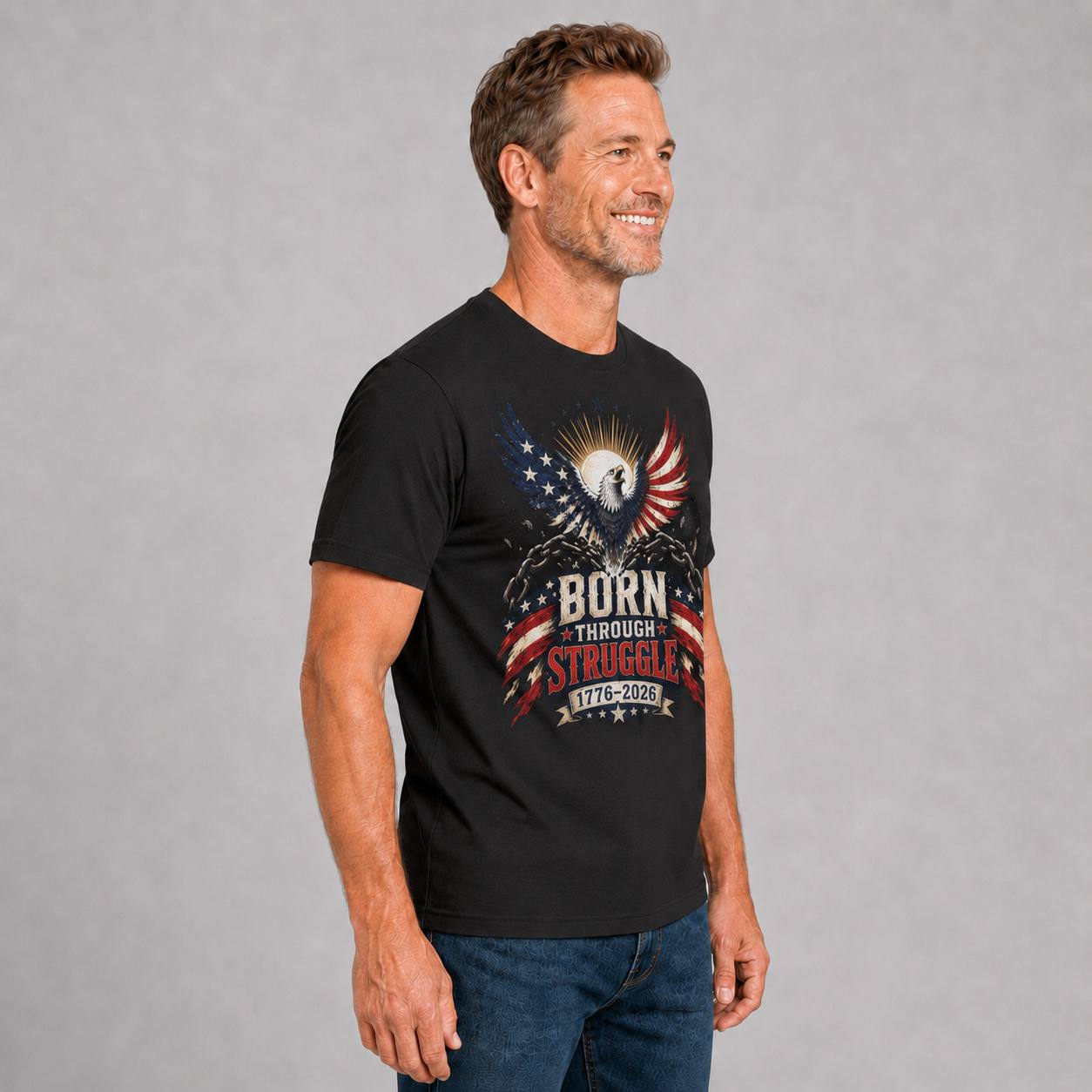 Born Through Struggle — America 250 Tee in Men's black view 2, additional product view