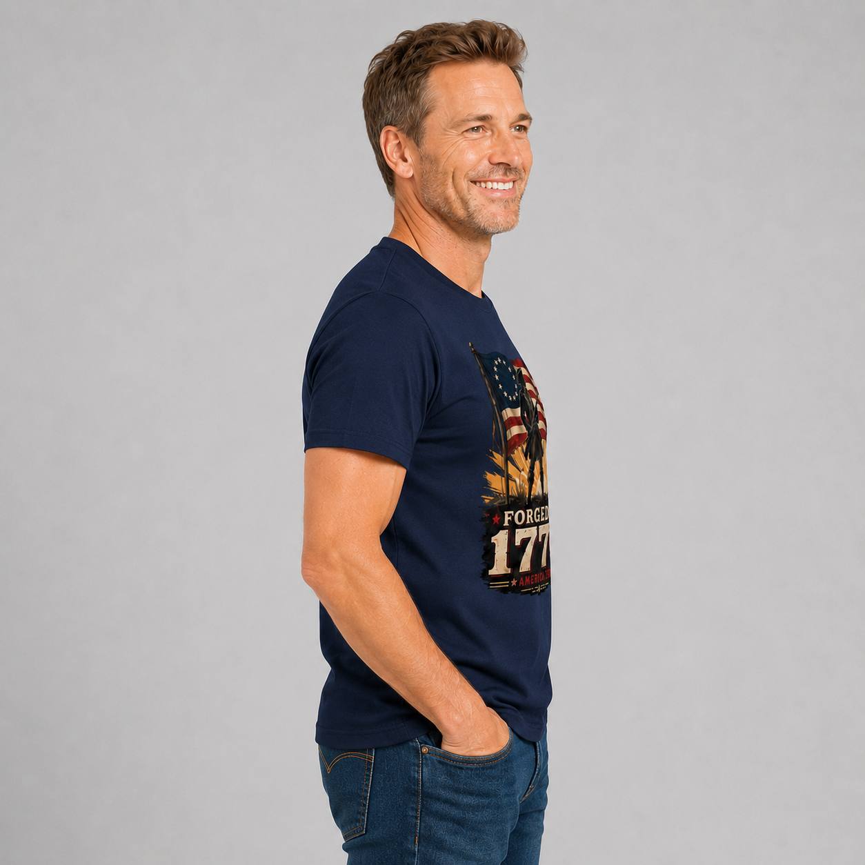 Forged in 1776 — America 250 Tee in Men's navy view 2, additional product view