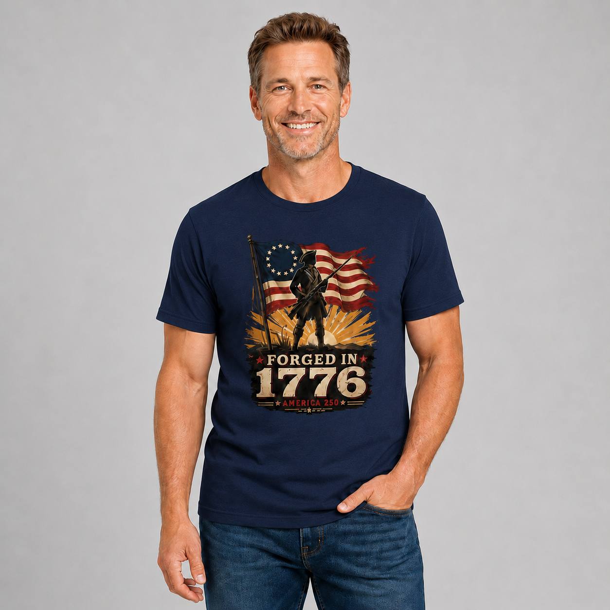 Forged in 1776 — America 250 Tee in Men's navy view 3, additional product view