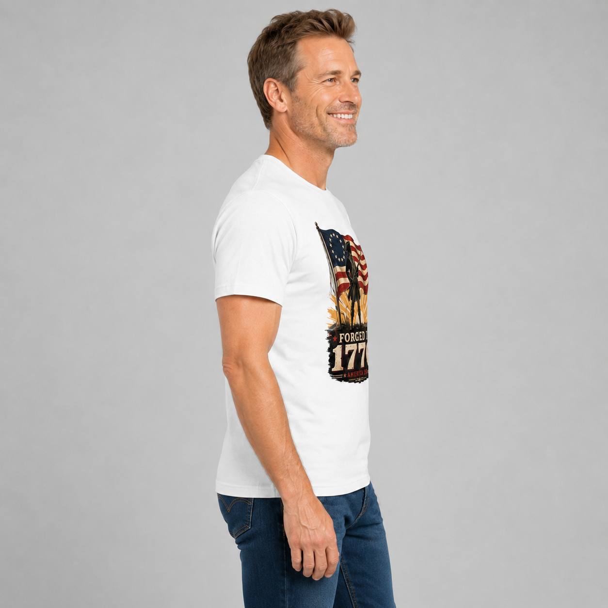 Forged in 1776 — America 250 Tee in Men's white view 2, additional product view