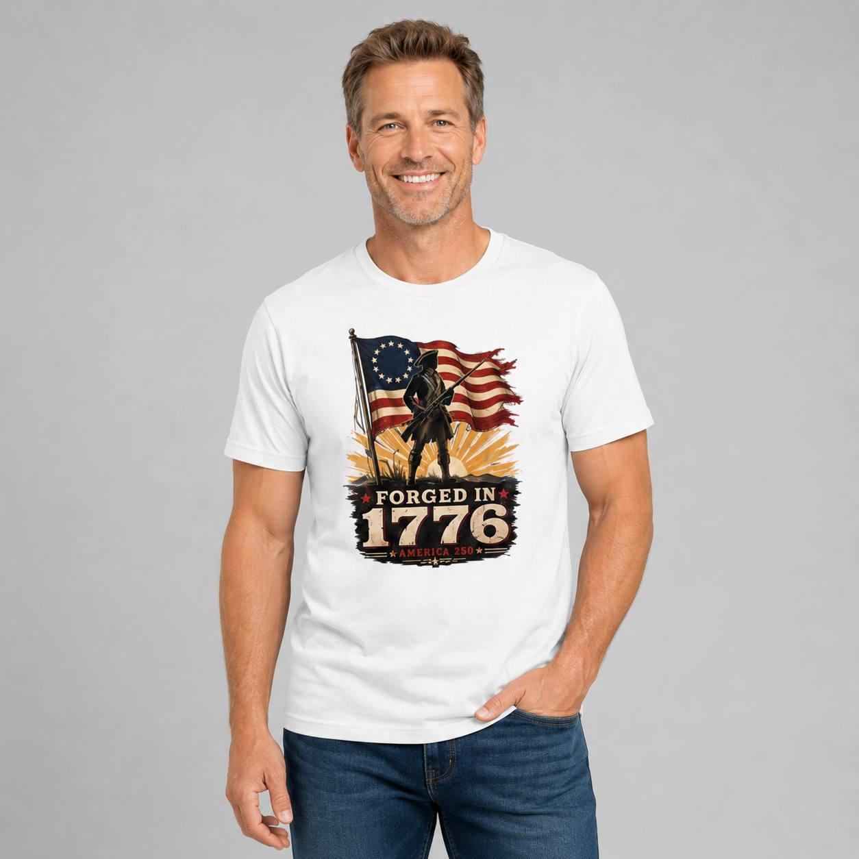 Forged in 1776 — America 250 Tee in Men's white view 3, additional product view