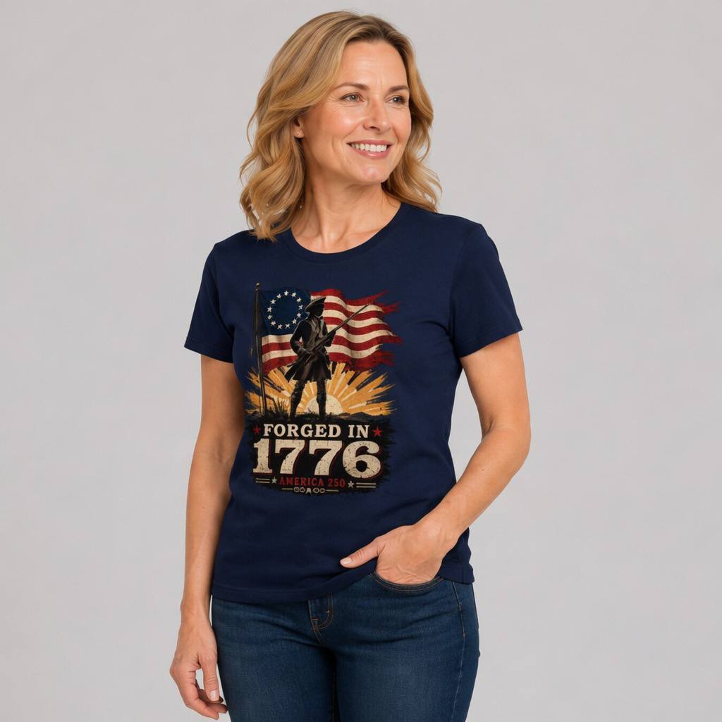 Forged in 1776 — America 250 Tee in Women's navy view 2, additional product view