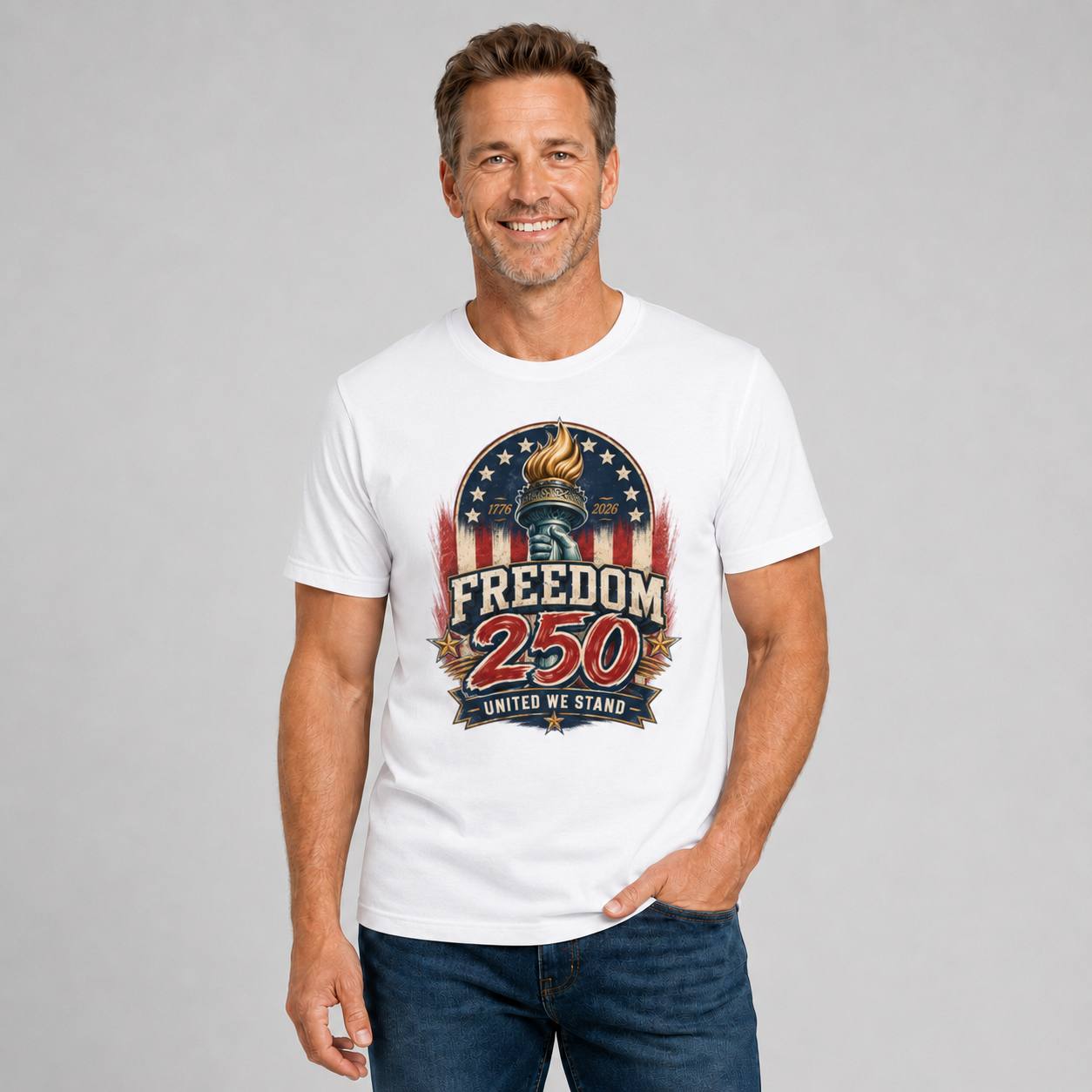 Freedom 250 — United We Stand Tee in Men's white view 3, additional product view