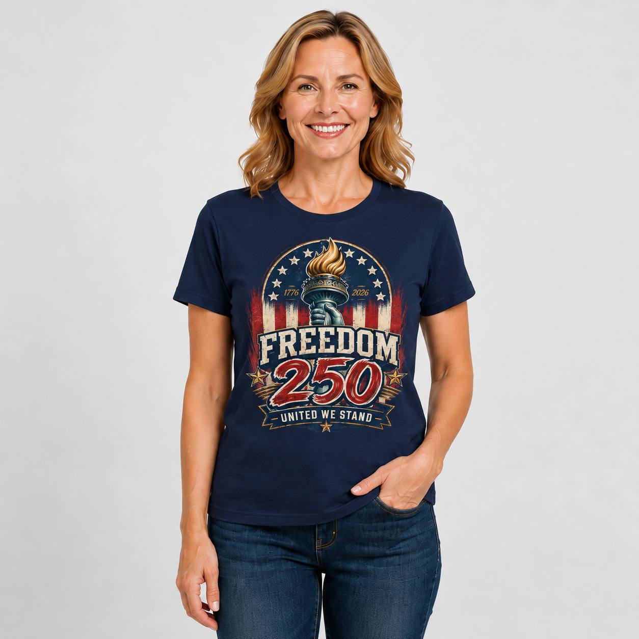 Freedom 250 — United We Stand Tee in Women's navy view 3, additional product view