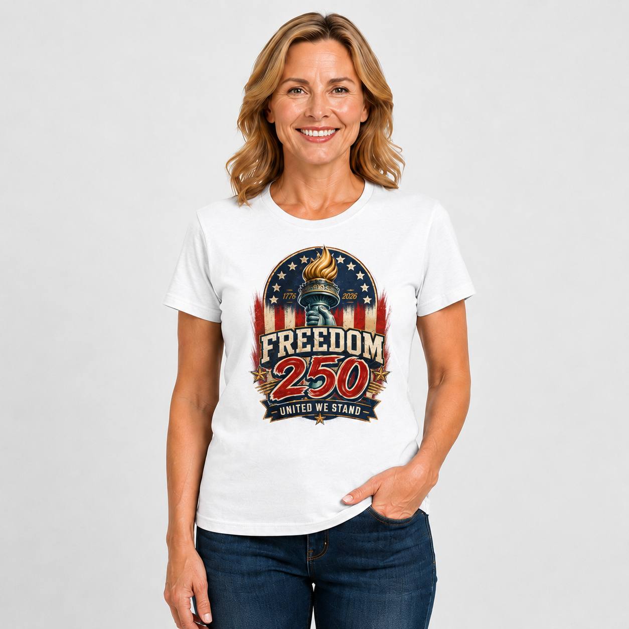 Freedom 250 — United We Stand Tee in Women's white view 3, additional product view